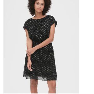 NWT Gap Metallic Clip Dot Skater Dress SP Blac D59
